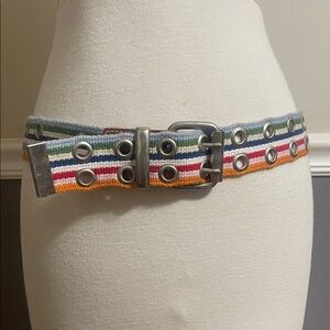 Y2K Colorful Striped Belt with Silver Grommets